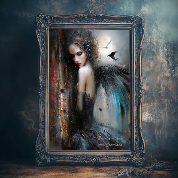 Raven Queen Painterly Style 1 matted print Direct from Artist - Picture 2 of 4